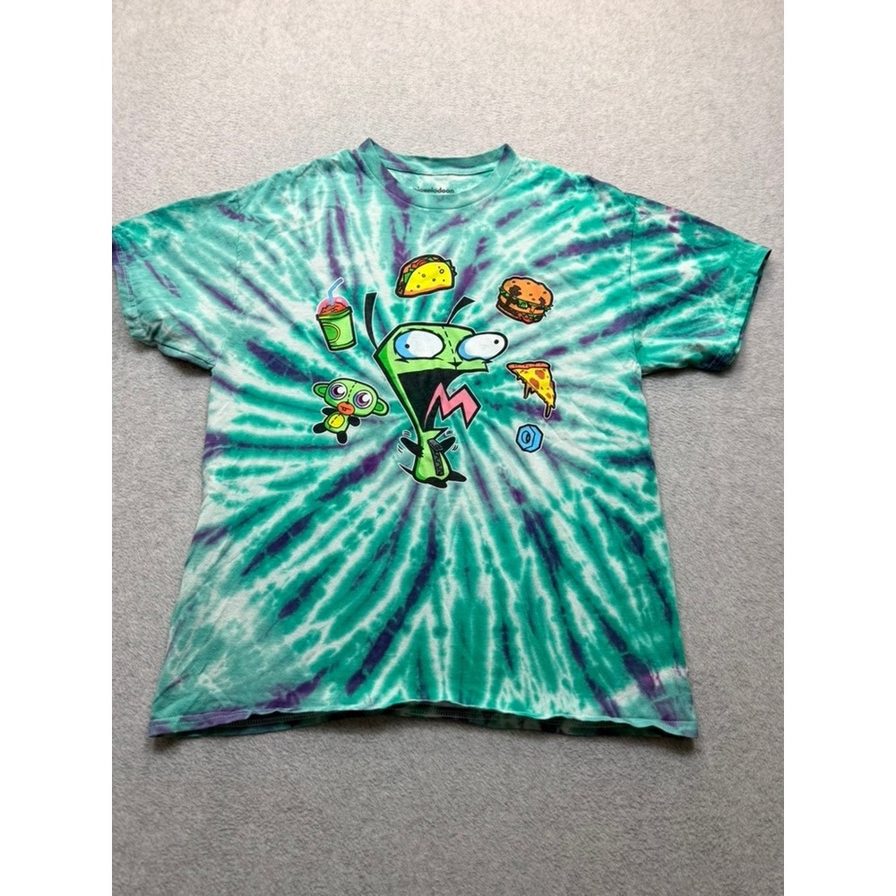 Nickelodeon Invader Zim Gir Tie Dye Graphic T-Shirt Teal Purple Mens Medium